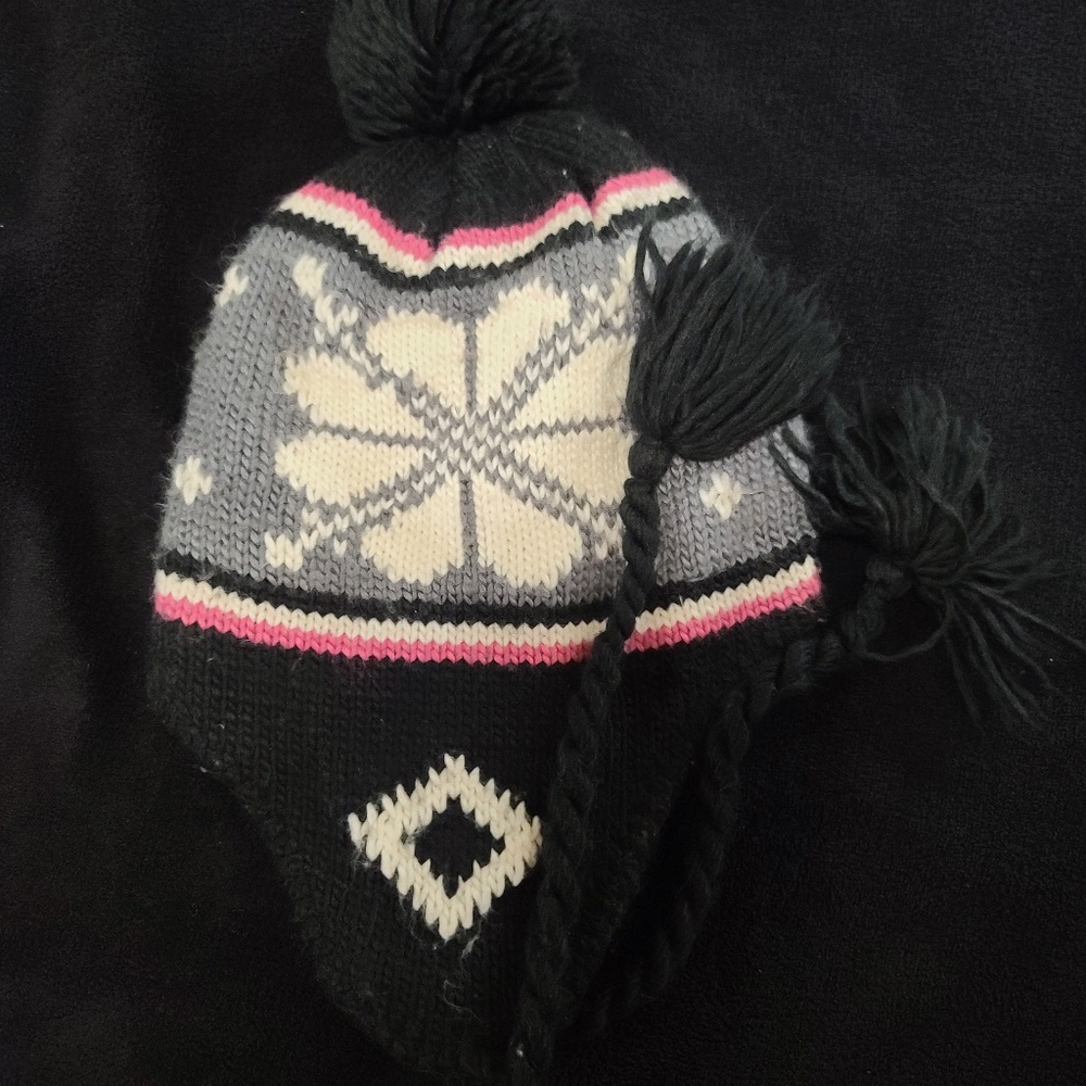 Black Winter Hat w/ Tassels
